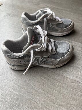 New Balance Kids Gray Mesh & Suede Sneakers